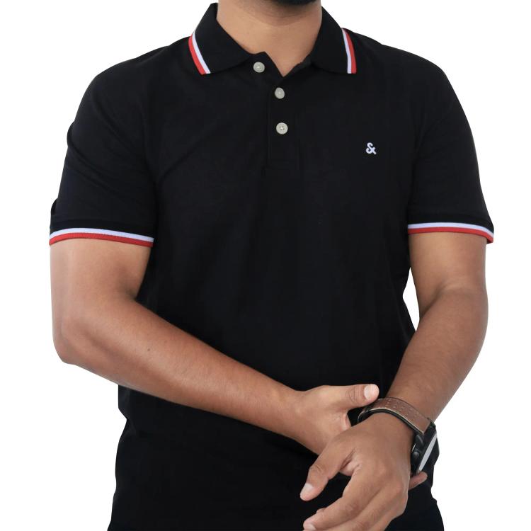 Premium Jack & Jones PK Cotton Polo - Black