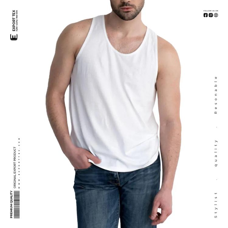 100% Cotton Men's Tank Top - White